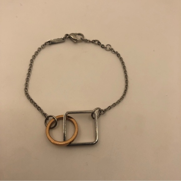 Calvin Klein Stainless Steel Square w Rose Gold Tone Circle Bracelet 7” - Picture 3 of 4